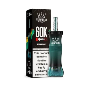 Spearmint Al Fakher Crown Bar 60K E-Hose X disposable e-hookah, up to 60,000 puffs, 50mL, 0.6% nicotine, 1000mAh rechargeable, iced