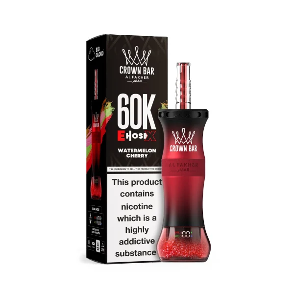 Watermelon Cherry Al Fakher Crown Bar 60K E-Hose X disposable e-hookah, up to 60,000 puffs, 50mL, 0.6% nicotine, 1000mAh rechargeable, no ice
