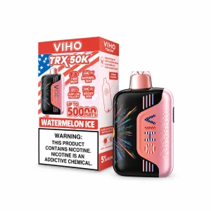 Watermelon Ice VIHO TRX 50K disposable vape, up to 50,000 puffs, 20mL, 5% nicotine, 1500mAh rechargeable, iced