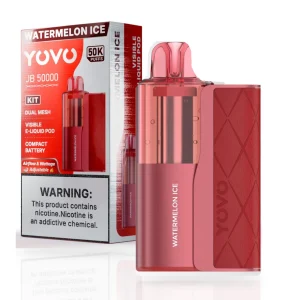 Watermelon Ice YOVO JB50K disposable vape kit with 1000mAh power bank and 15mL pod, 5% nicotine salt, up to 50,000 puffs, iced